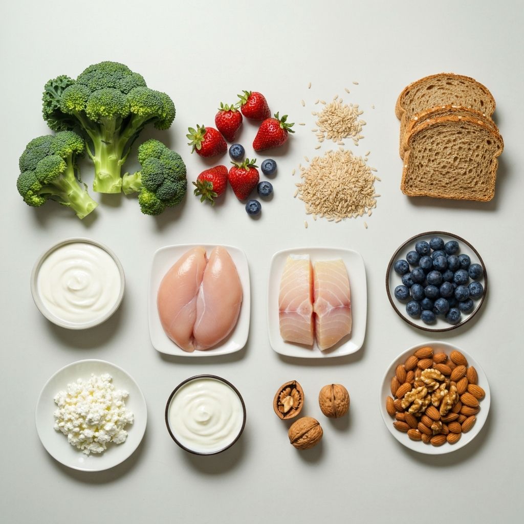 Verschiedene Lebensmittelgruppen und Gemüse